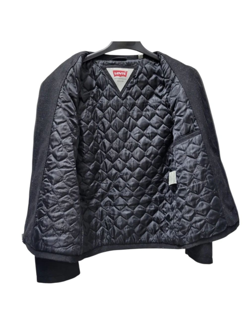 Levis Jacket Men's Black Wool Polyester Blend Full-Zip Long-Sleeves Jacket Small